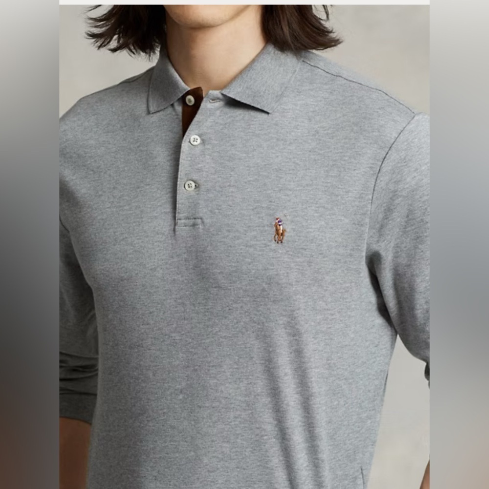 POLO RALPH LAUREN Classic Fit Soft Cotton Polo Shirt in Dark Gray Size XXL - Picture 2 of 10